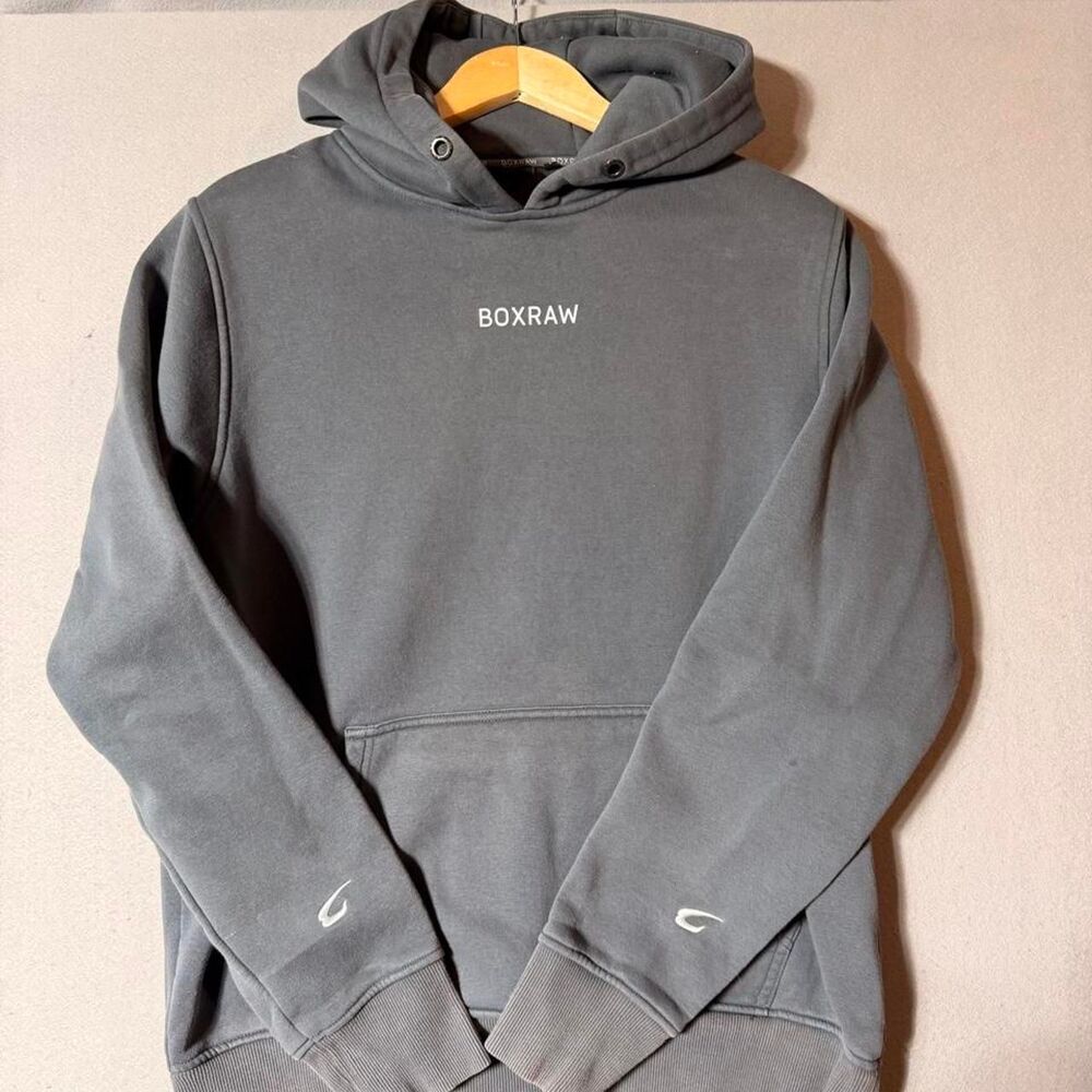 Boxraw Men's Grey and Black Hoodie